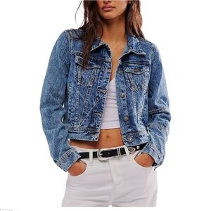 We The Free Distressed Light Blue Denim Jacket